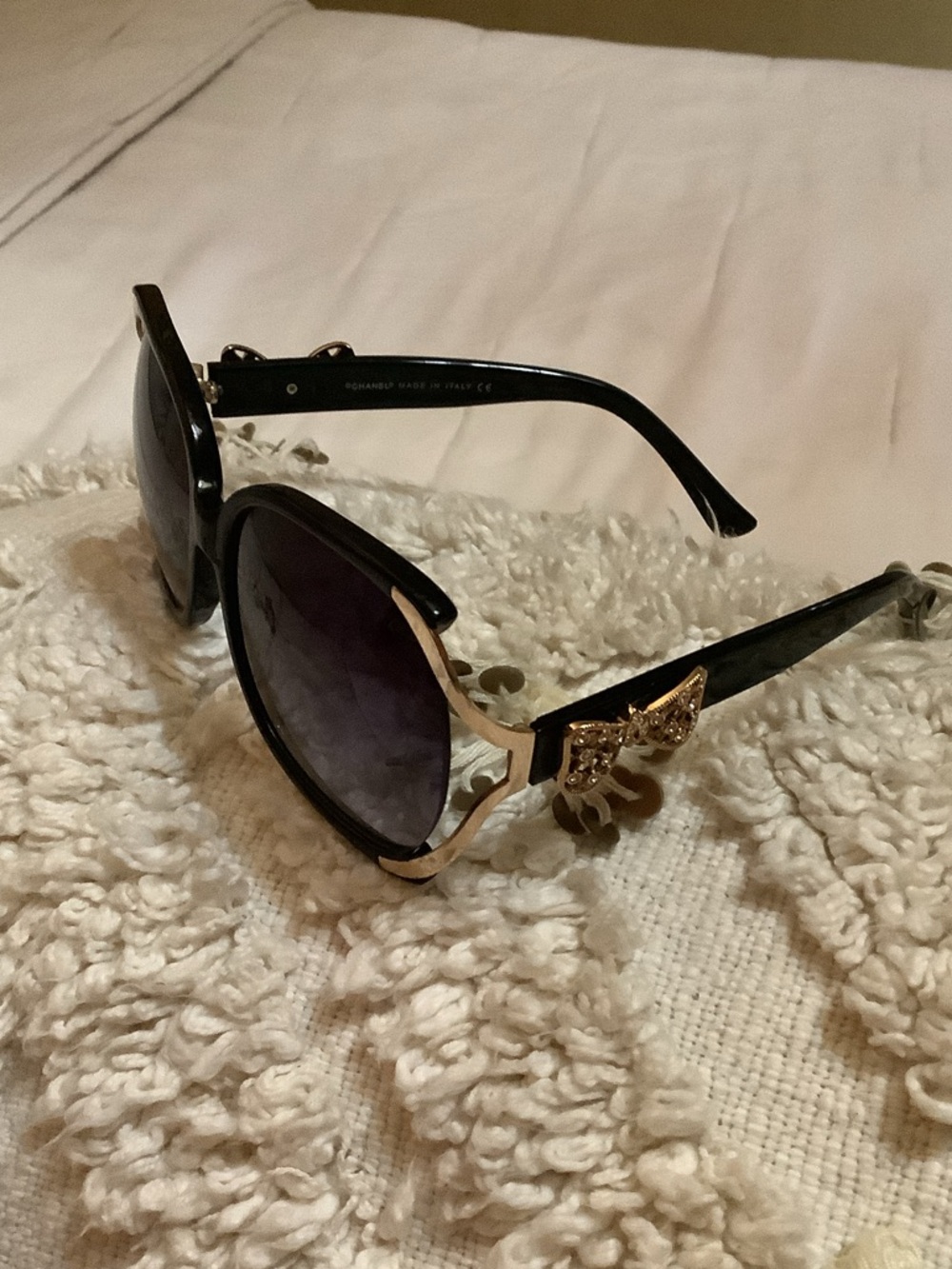 CHANEL Black and Gold Decorative Butterfly Sunglasses